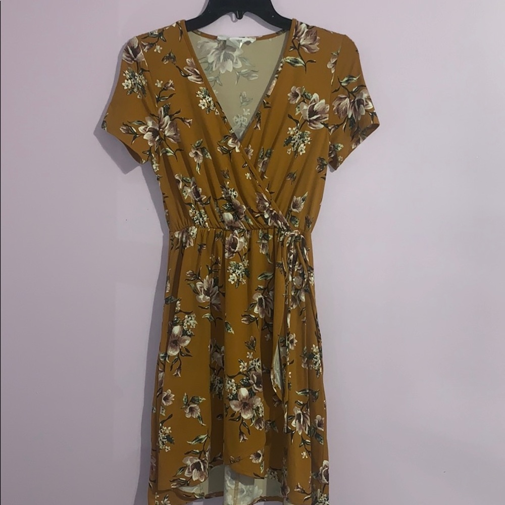 Mustard dress with flowers